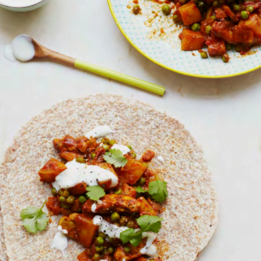 Bombay Potato and Chicken wraps