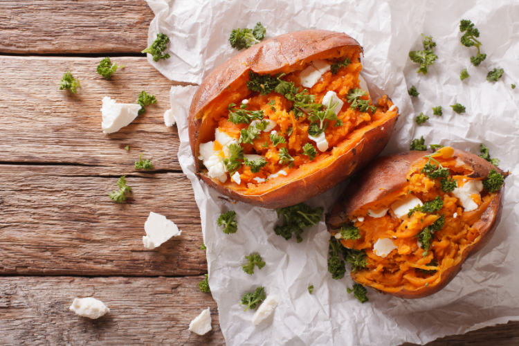 sweet potato 1 jacket sweet potato with feta cheese and parsley