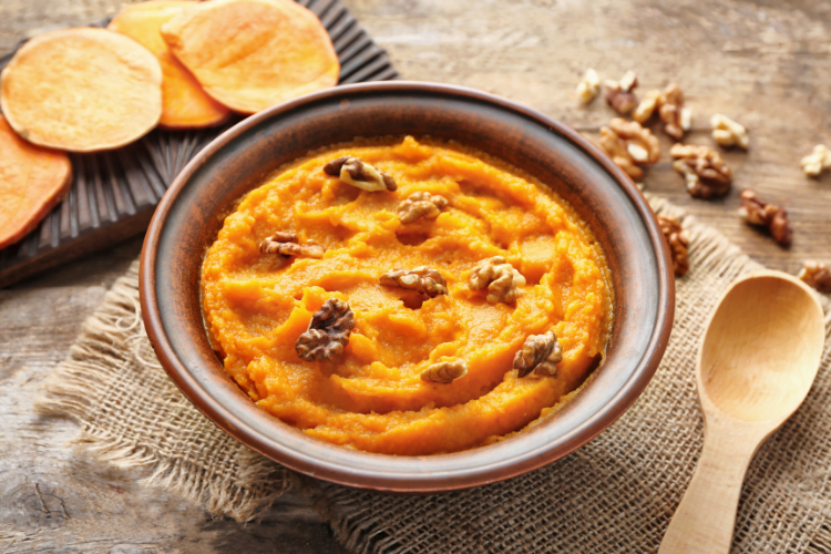 sweet potato 2 mashed sweet potato in bowl
