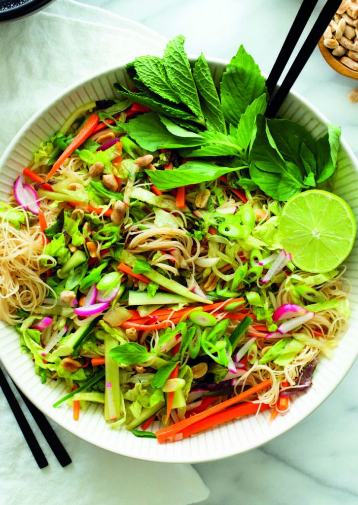 Cold salmon noodle salad