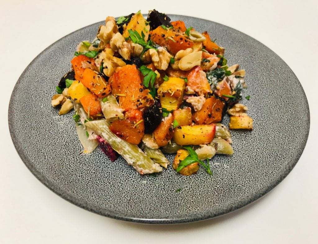 Winter Roasted Root Vegetable and Chickpea Bake