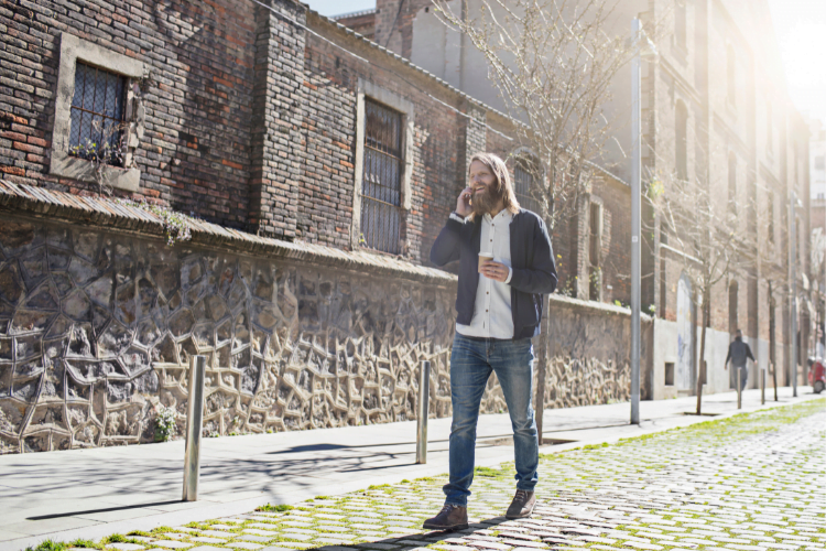 Getting active 4 man with beard walking outside
