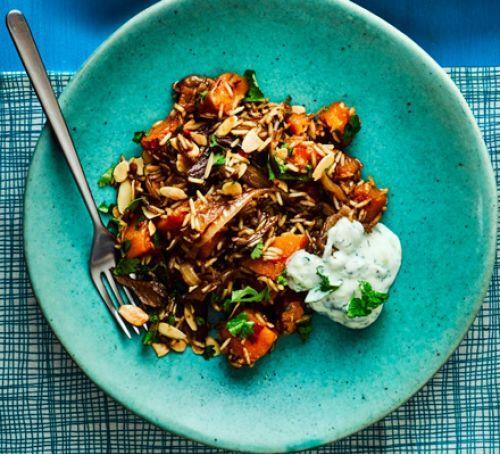 Butternut Squash Curry on a blue plate