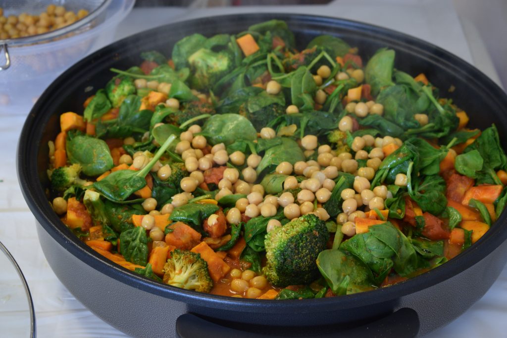 A pan of butternut squash and sweet potato curry