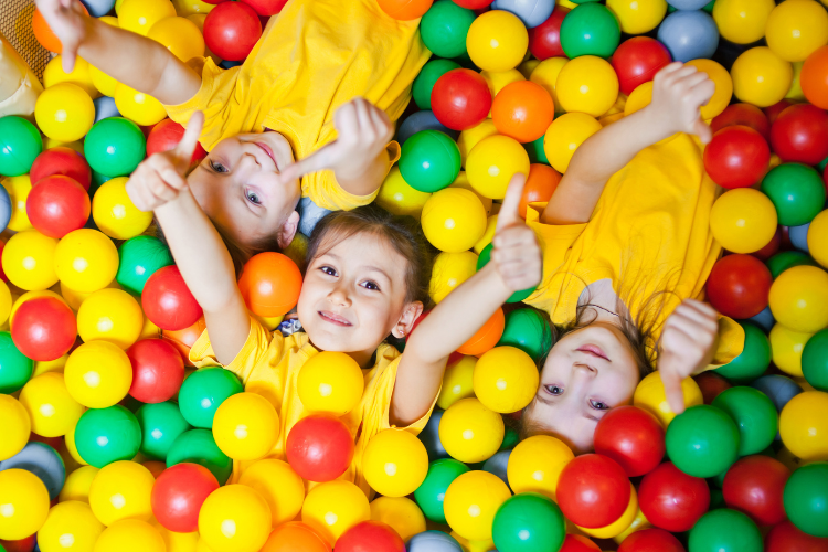 children in ball pit