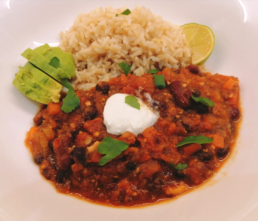 Image of low fat turkey chilli with wholemeal rice