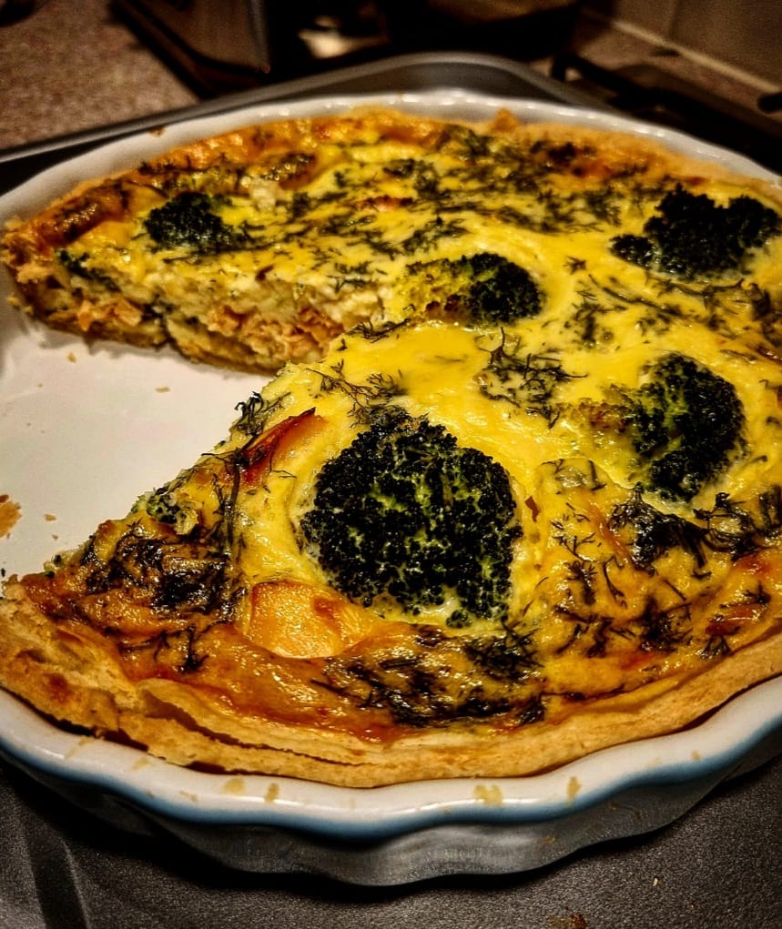 salmon-and-broccoli-quiche-on-a-plate