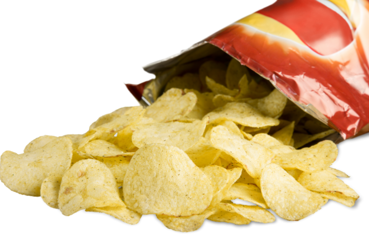 healthy weight 4 an open crisp bag with crisps poured out
