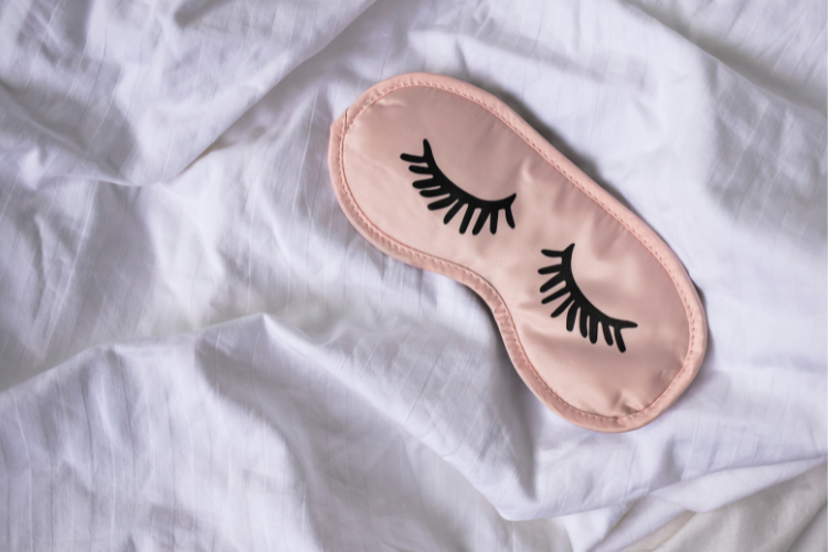 stress 02 sleep mask on bed