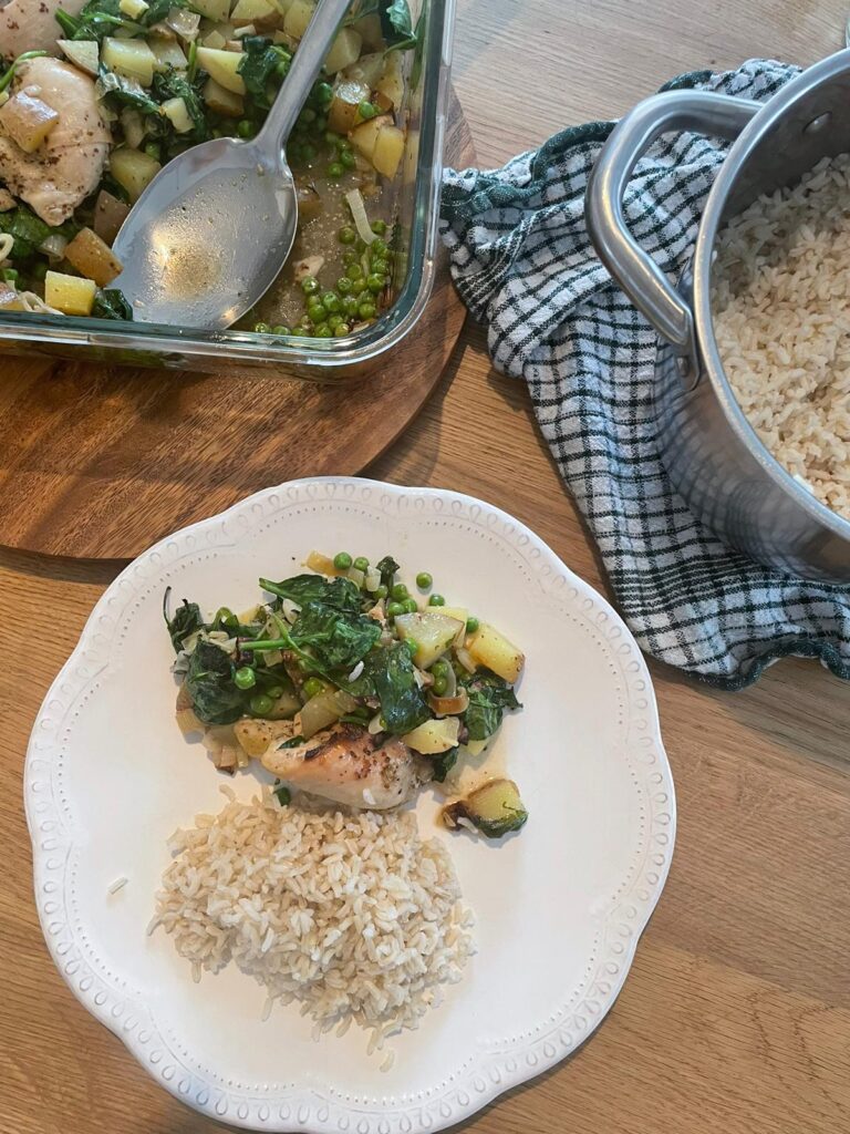 a-plate-with-rice-chicken-and-vegetables