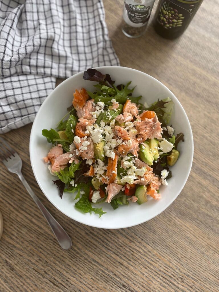 Salmon and feta salad