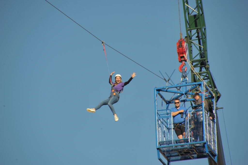 Woman on a zipline