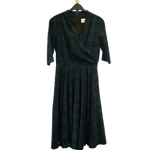 Lorraine dress Navy and green tartan dress