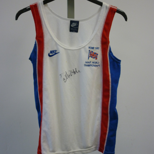 Untitled design (47) Vest from the Rome IAAF 1987 World Championships, signed by Brian Whittle
