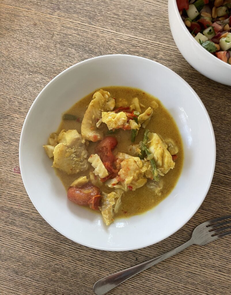 Bowl of fish curry