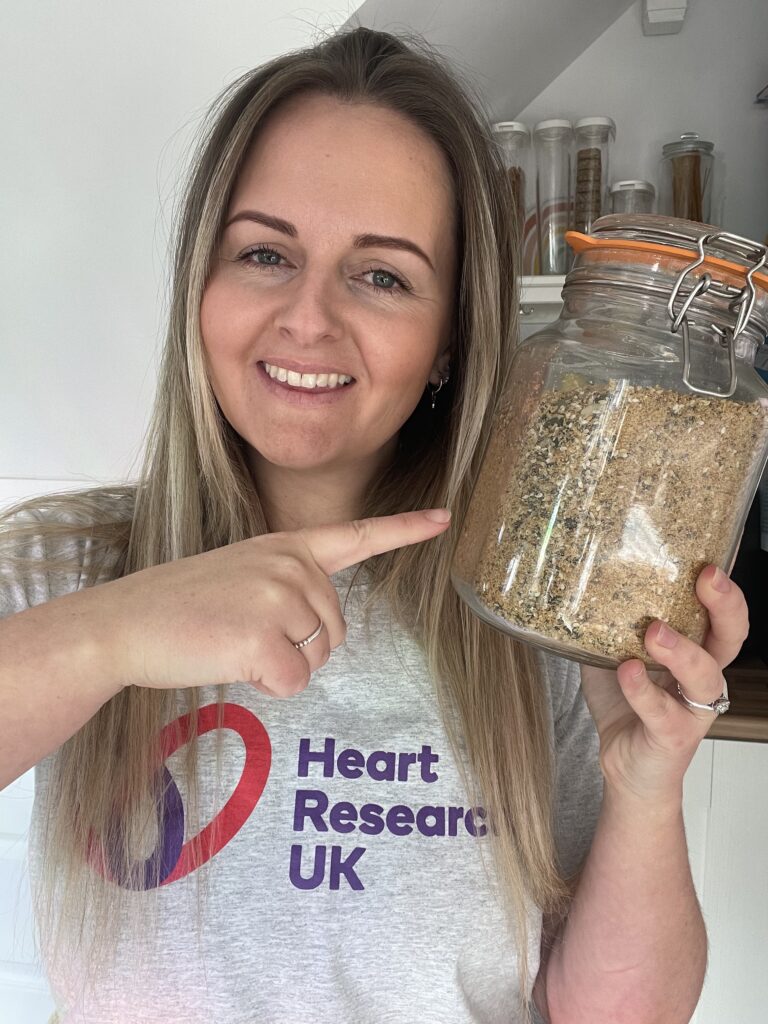 Amie holding her seed mix
