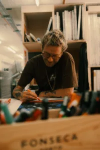 Jamie Hewlett artist in his studio