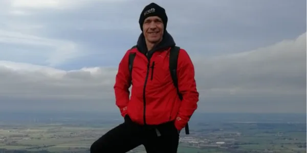 Phoebe's dad on a mountain